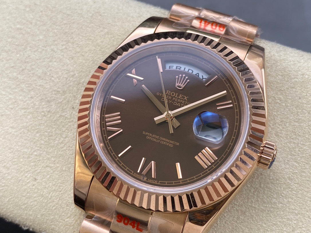 Rolex Day-Date 40mm Everose Gold Steel Chocolate Dial