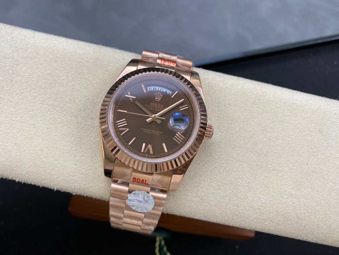 Rolex Day-Date 40mm Everose Gold Steel Chocolate Dial