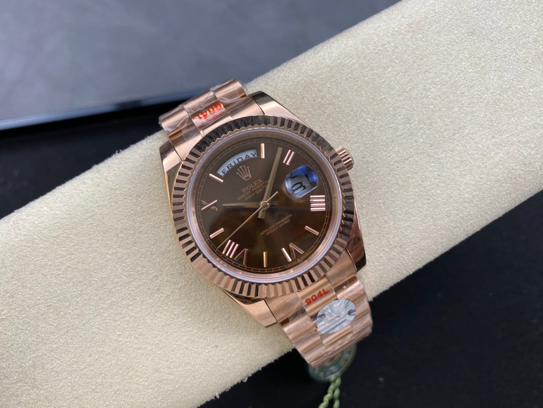 Rolex Day-Date 40mm Everose Gold Steel Chocolate Dial