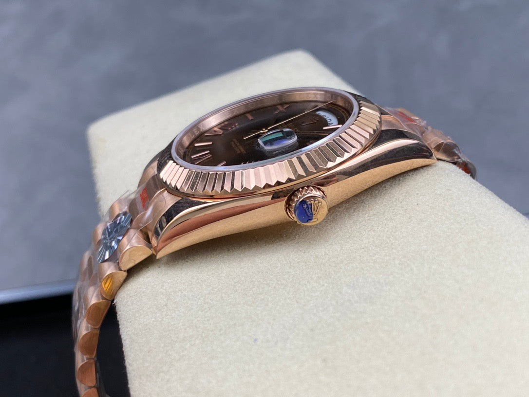Rolex Day-Date 40mm Everose Gold Steel Chocolate Dial