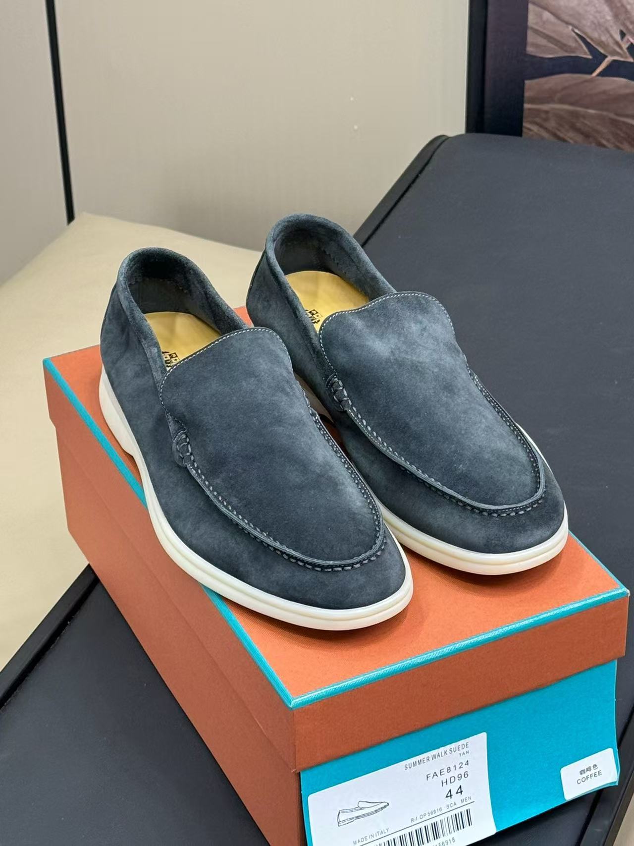 Loro Piana 2026 Summer Walk Loafer Dark Grey Suede Leather