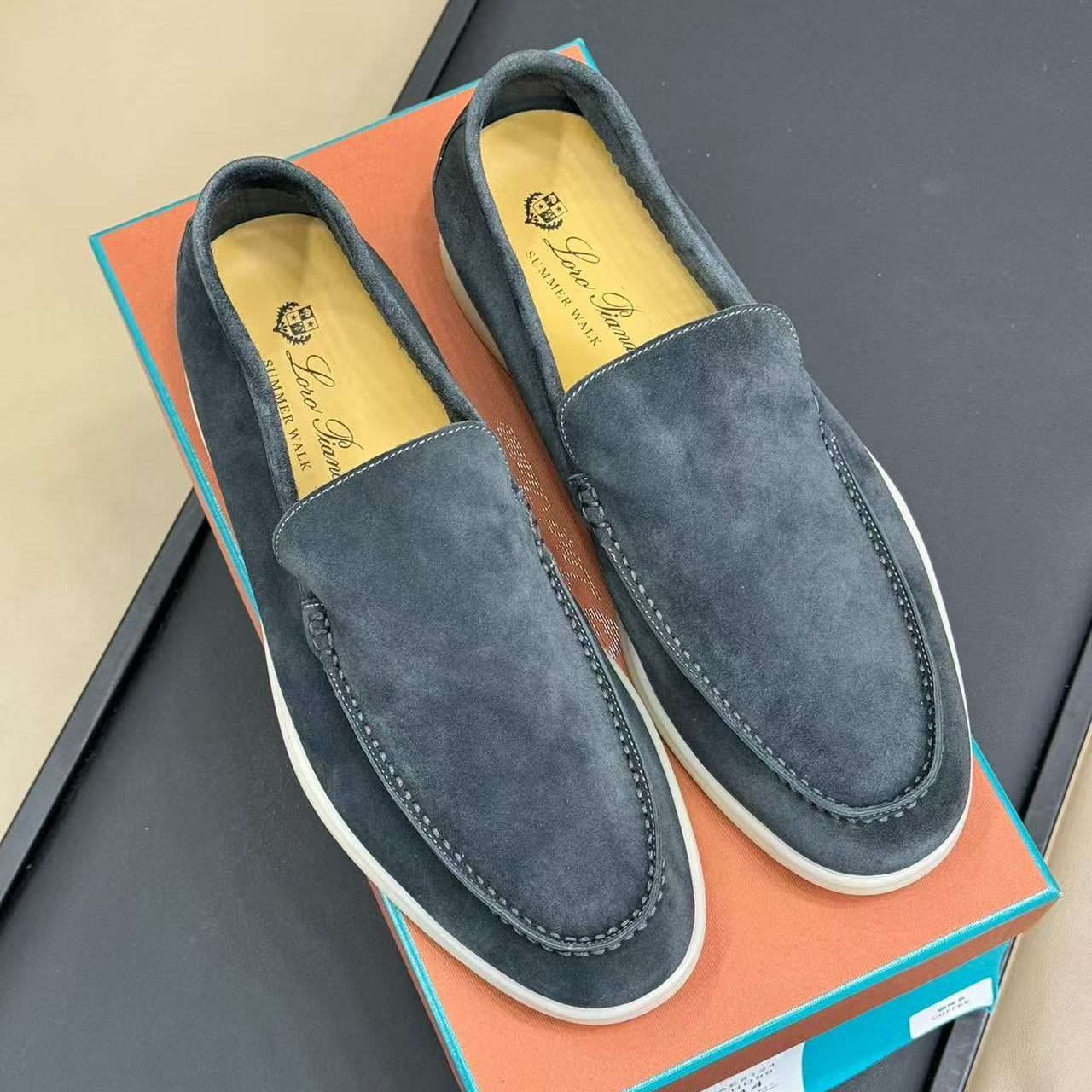 Loro Piana 2026 Summer Walk Loafer Dark Grey Suede Leather