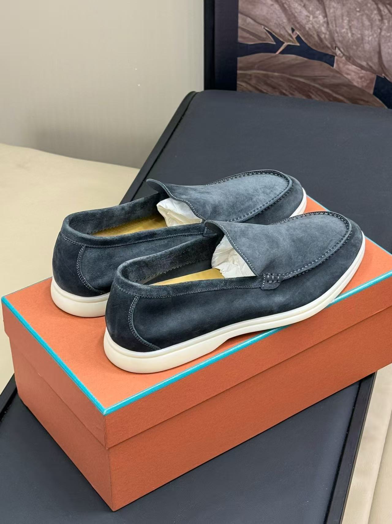 Loro Piana 2026 Summer Walk Loafer Dark Grey Suede Leather