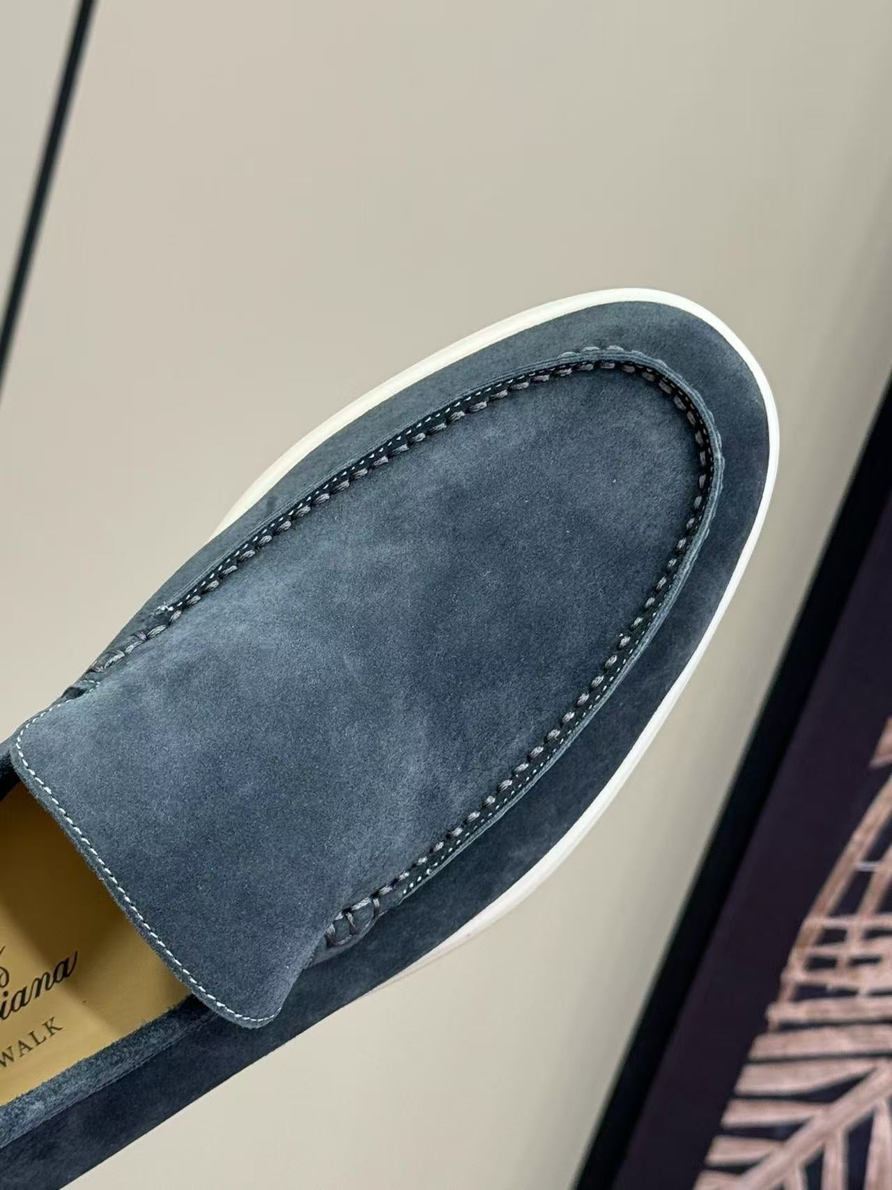 Loro Piana 2026 Summer Walk Loafer Dark Grey Suede Leather