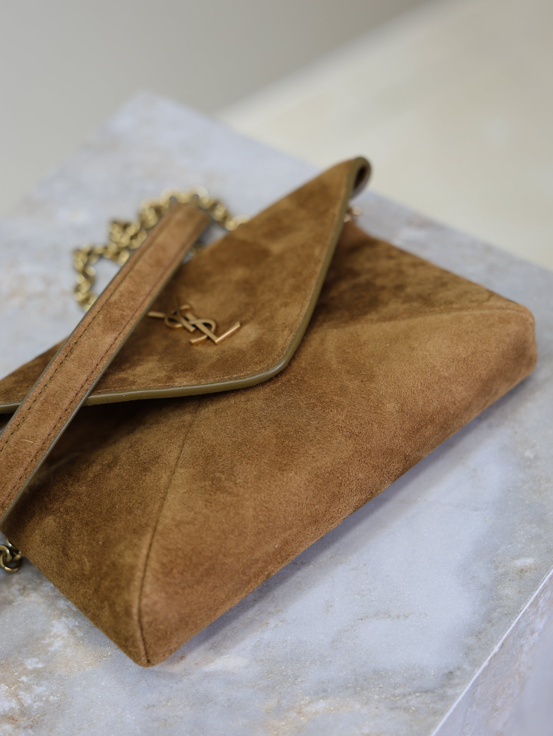 YSL 2026 Bag 19cm Brown Caramel Suede