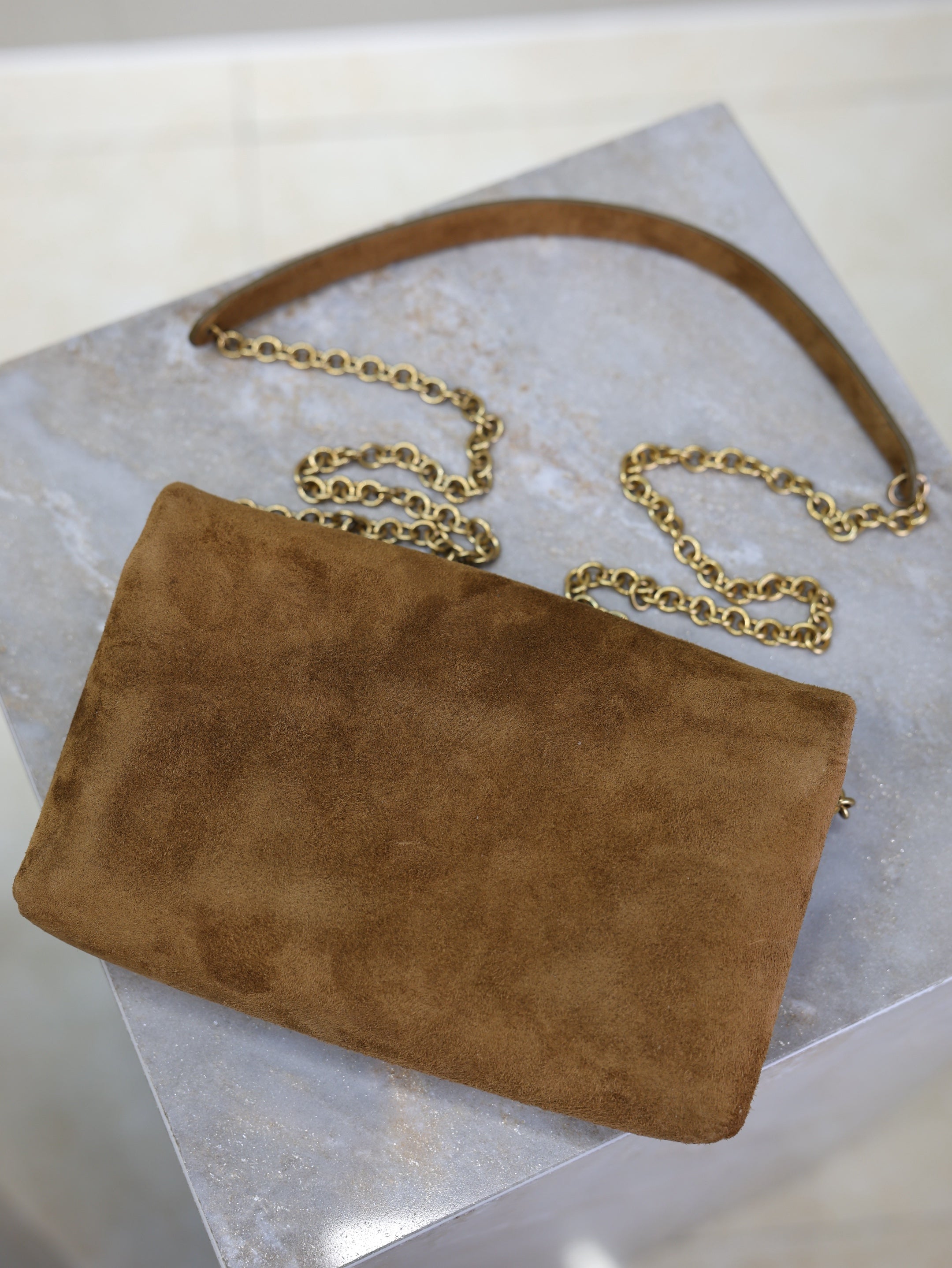 YSL 2026 Bag 19cm Brown Caramel Suede