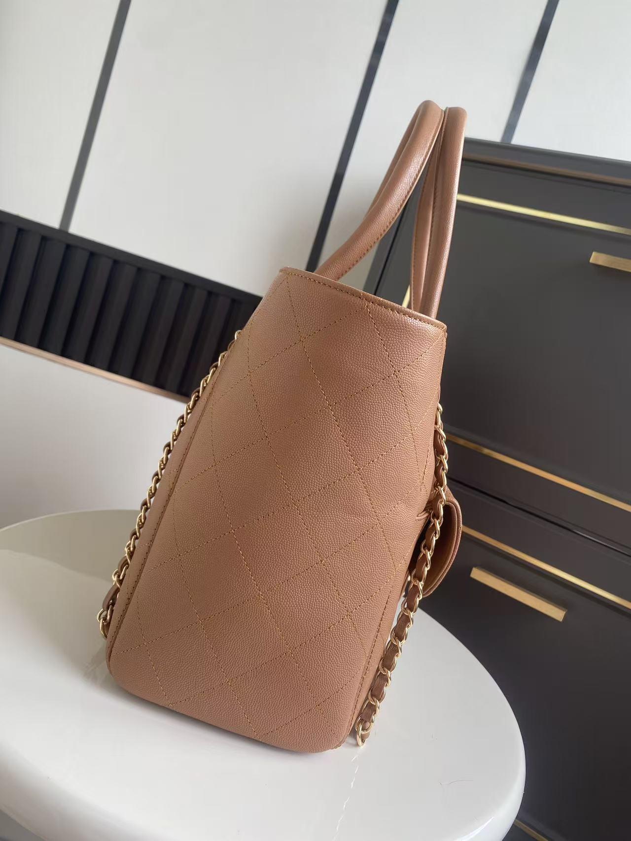 Chanel 2026 Shopping Bag 39cm Brown Grained Calfskin