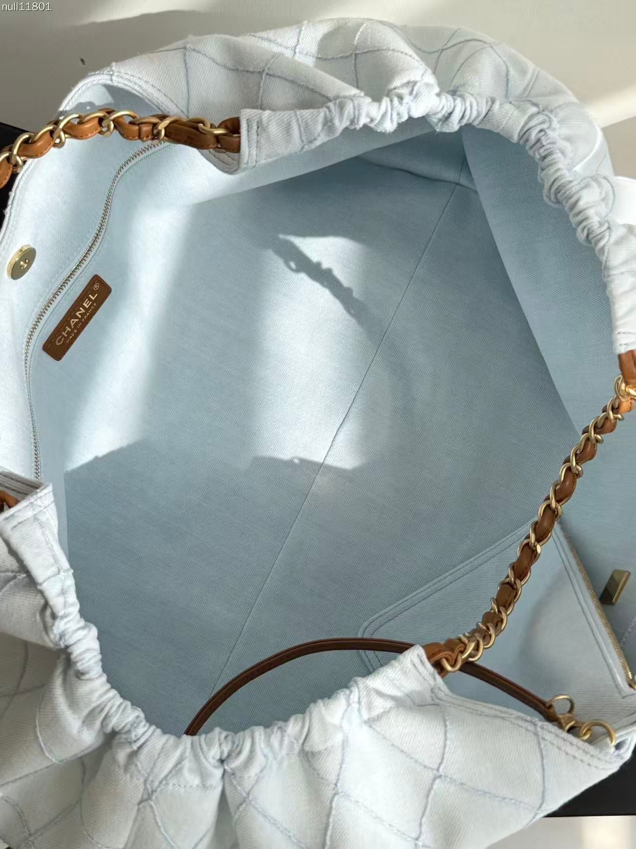 Chanel 2026 Bag 43cm Light Blue mix Brown Denim Leather