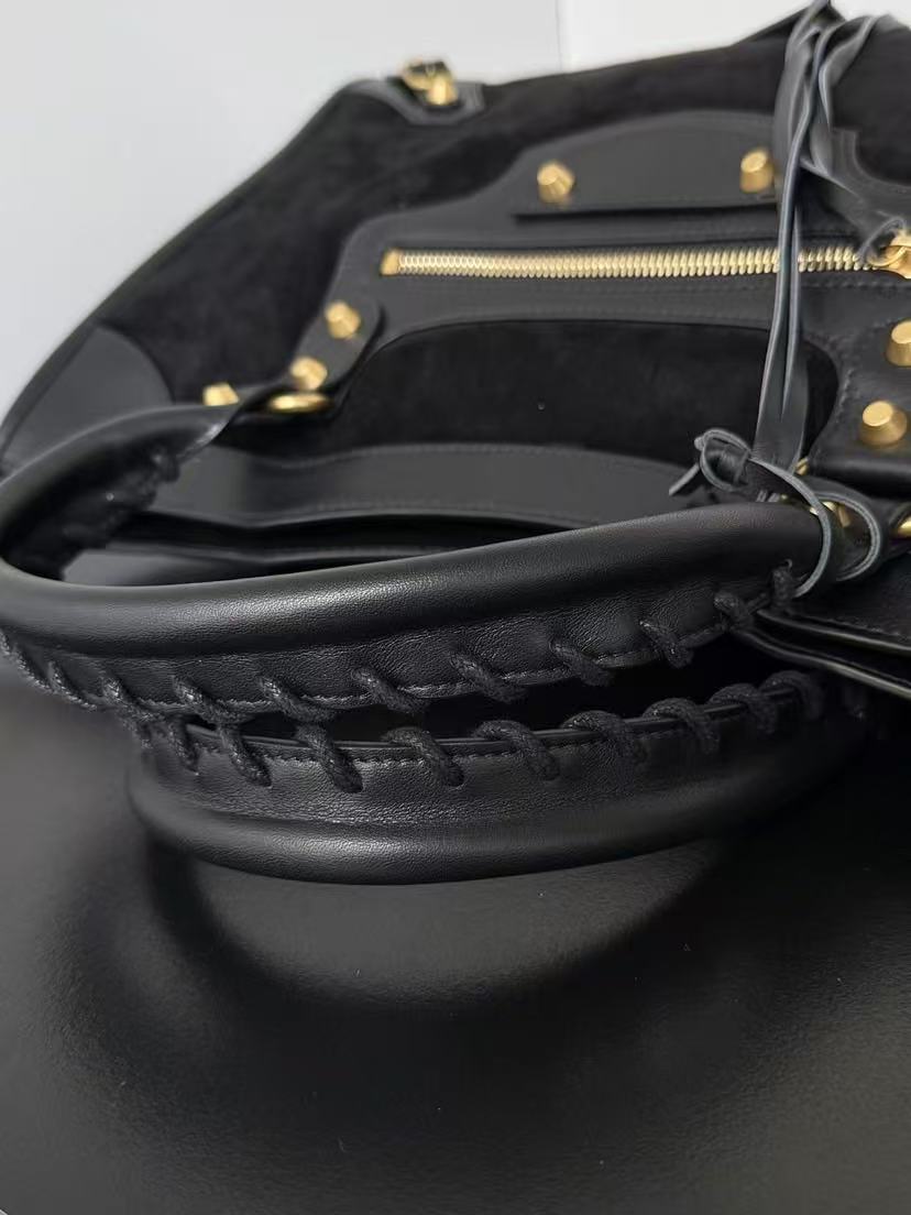 Balenciaga 2026 Le City Bag 37cm Black Suede Leather