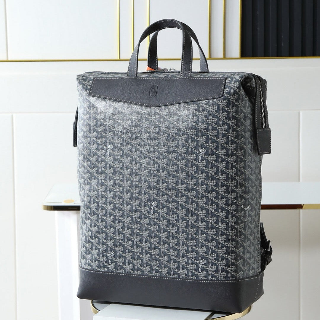 Goyard 2026 Cisalpin Backpack 43cm Grey Black Goyardine Canvas