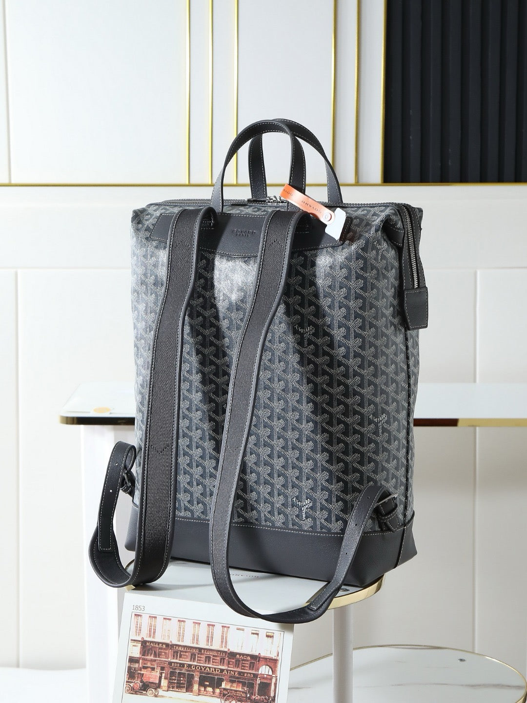 Goyard 2026 Cisalpin Backpack 43cm Grey Black Goyardine Canvas