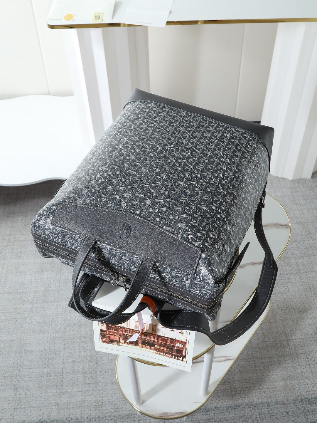 Goyard 2026 Cisalpin Backpack 43cm Grey Black Goyardine Canvas