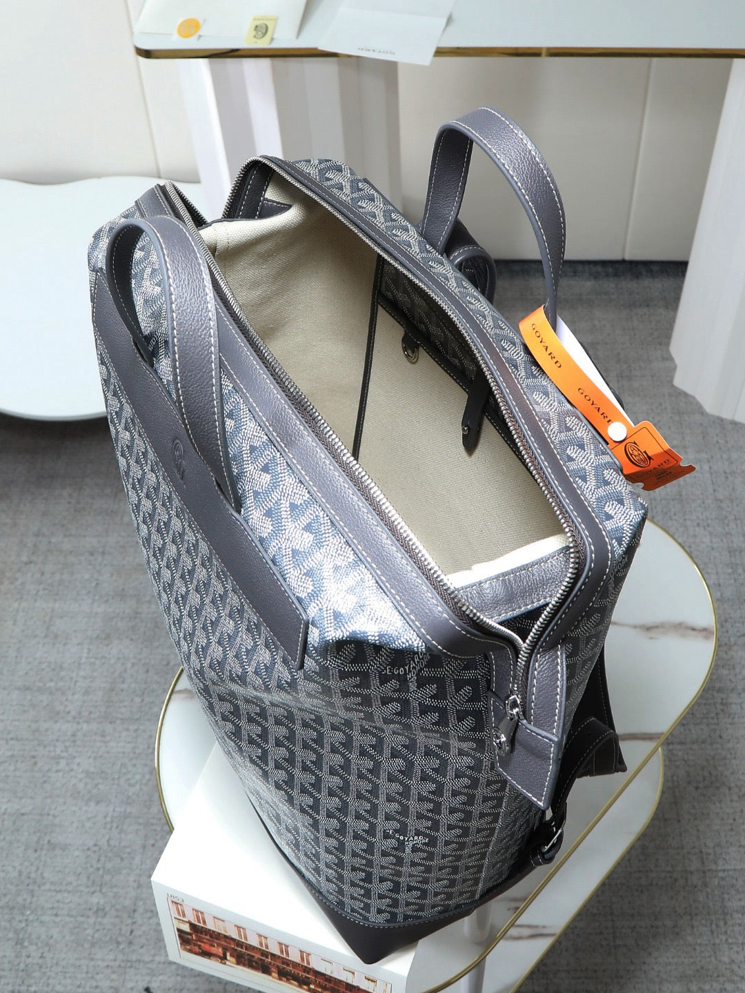 Goyard 2026 Cisalpin Backpack 43cm Grey Black Goyardine Canvas
