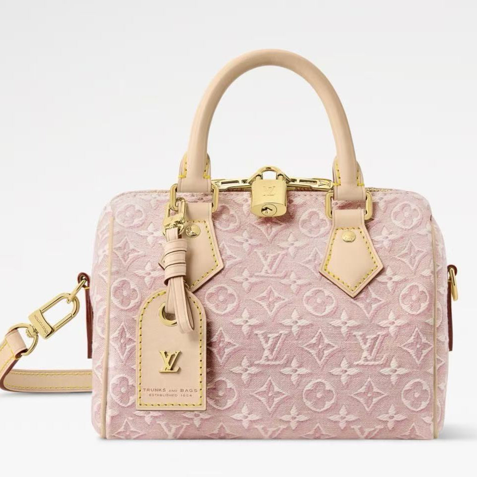 Louis Vuitton 2026 Speedy Bandoulière 20cm Pink Beige Jacquard