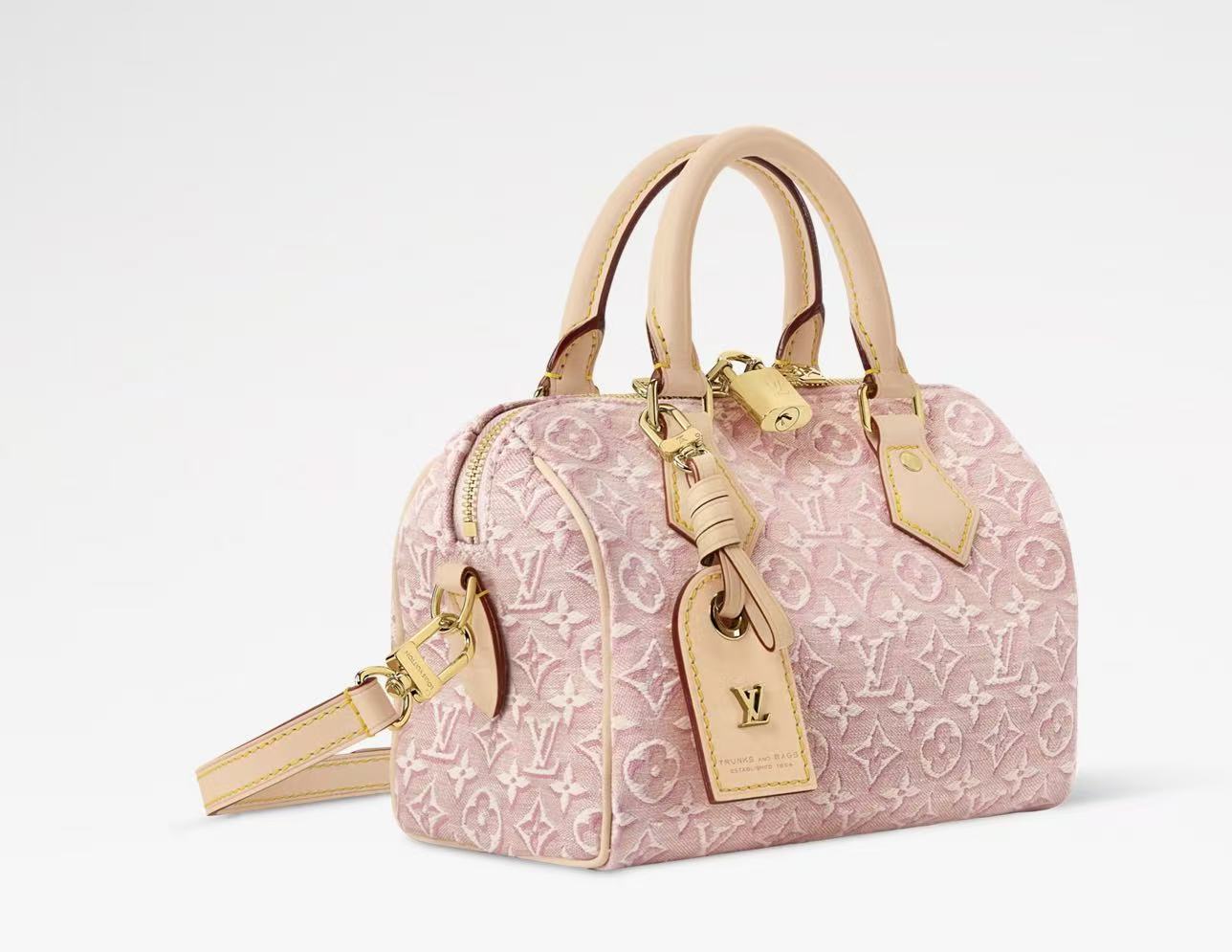 Louis Vuitton 2026 Speedy Bandoulière 20cm Pink Beige Jacquard
