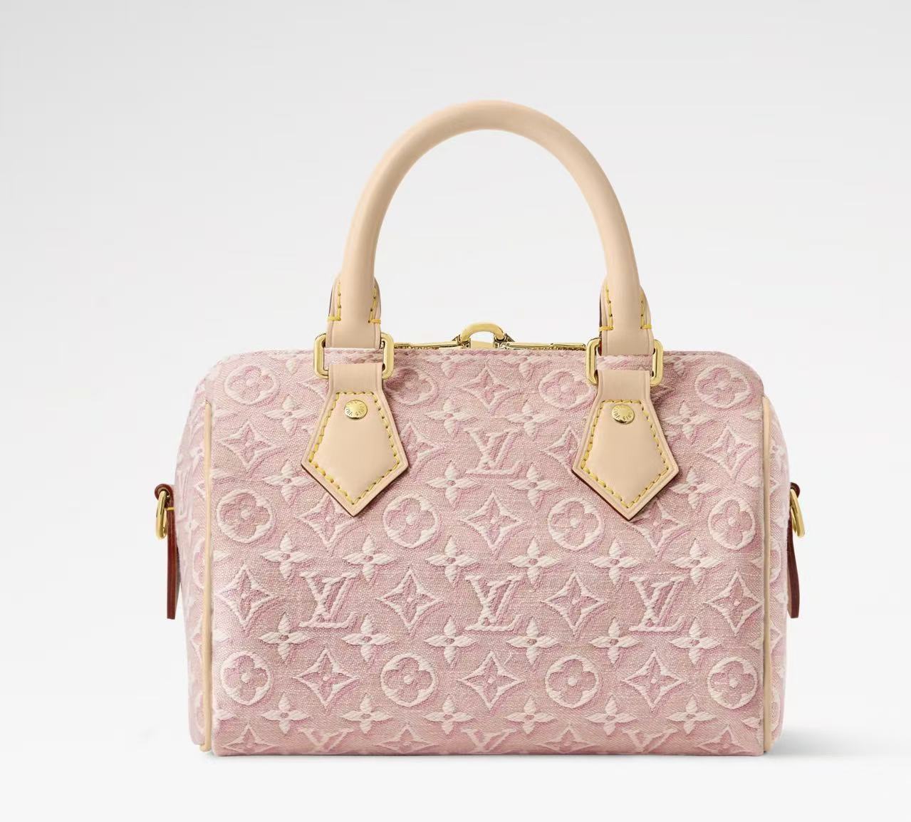 Louis Vuitton 2026 Speedy Bandoulière 20cm Pink Beige Jacquard