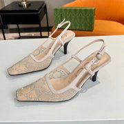 Gucci 2026 Slingback Pump 70mm Light Pink Mesh Leather