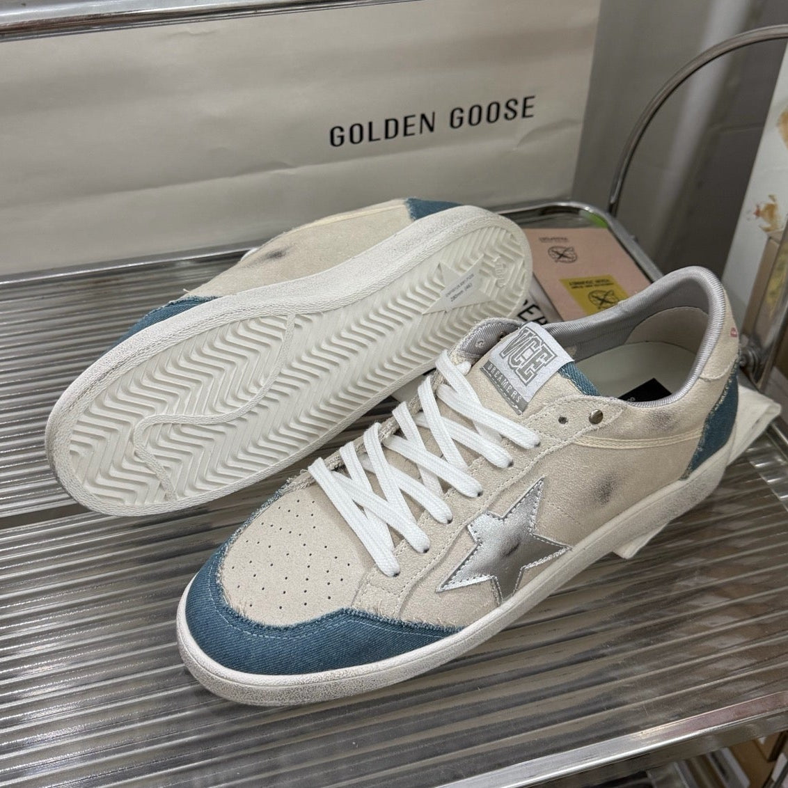 Golden Goose 2026 Ball Star Cream mix Blue Suede Denim