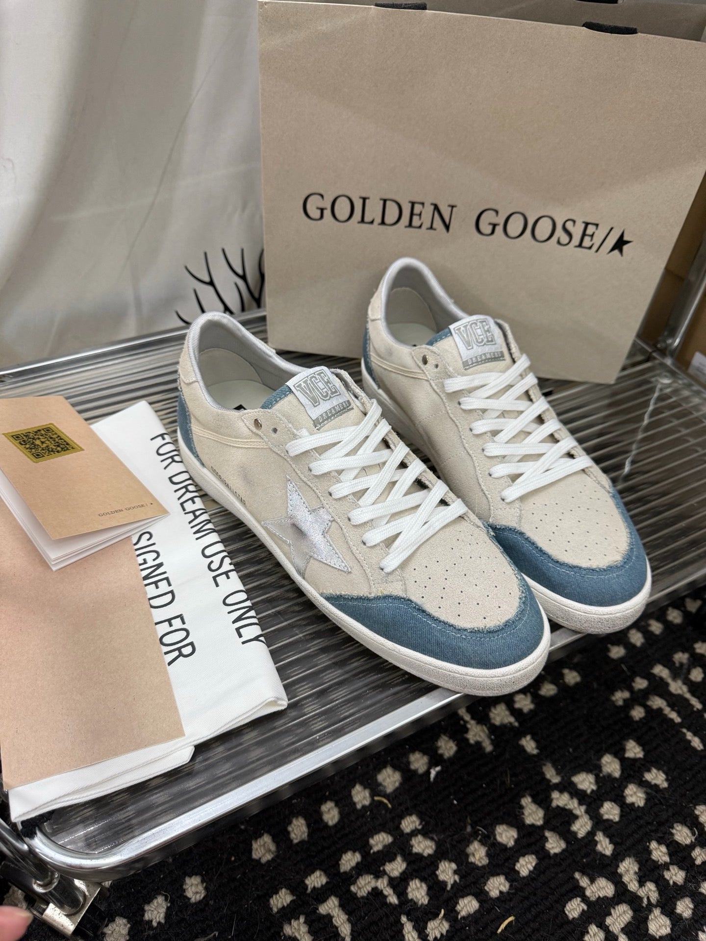 Golden Goose 2026 Ball Star Cream mix Blue Suede Denim