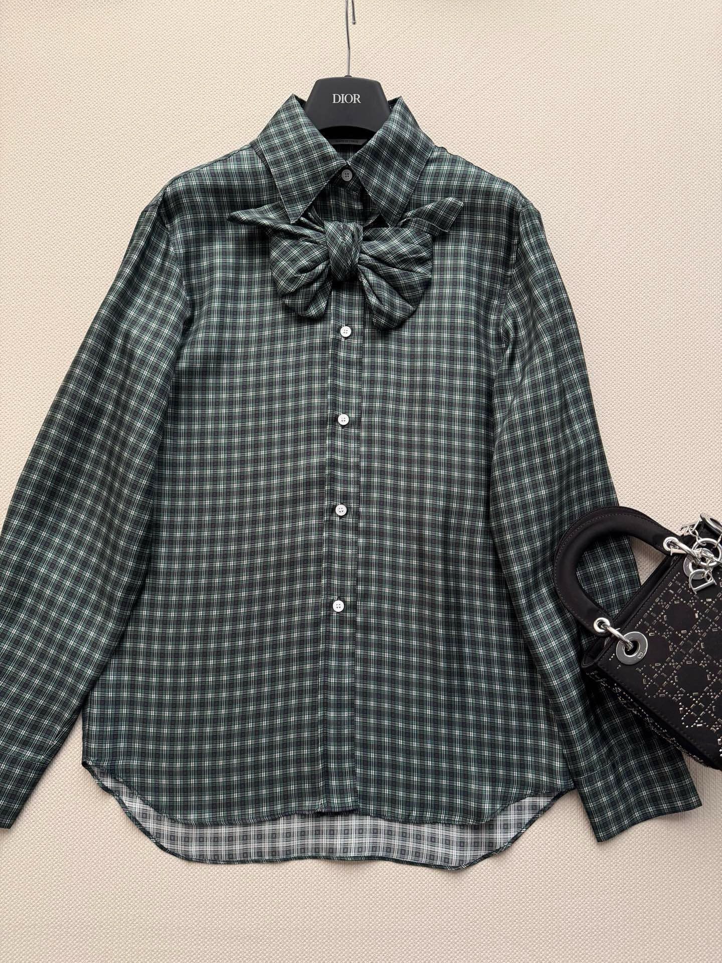 Dior 2026 Bow Shirt Green Cotton