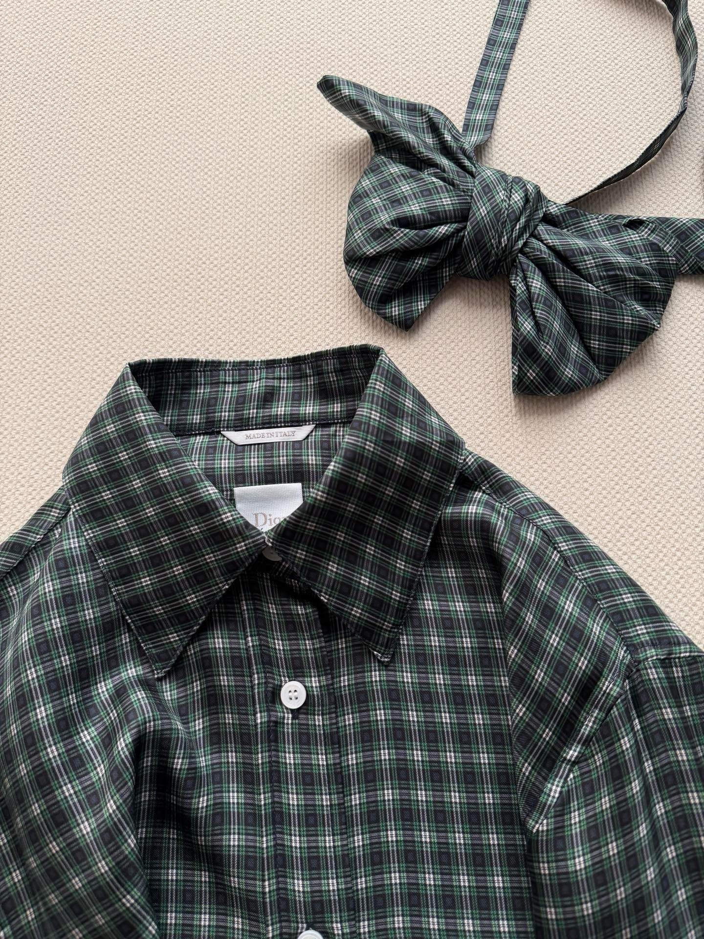 Dior 2026 Bow Shirt Green Cotton