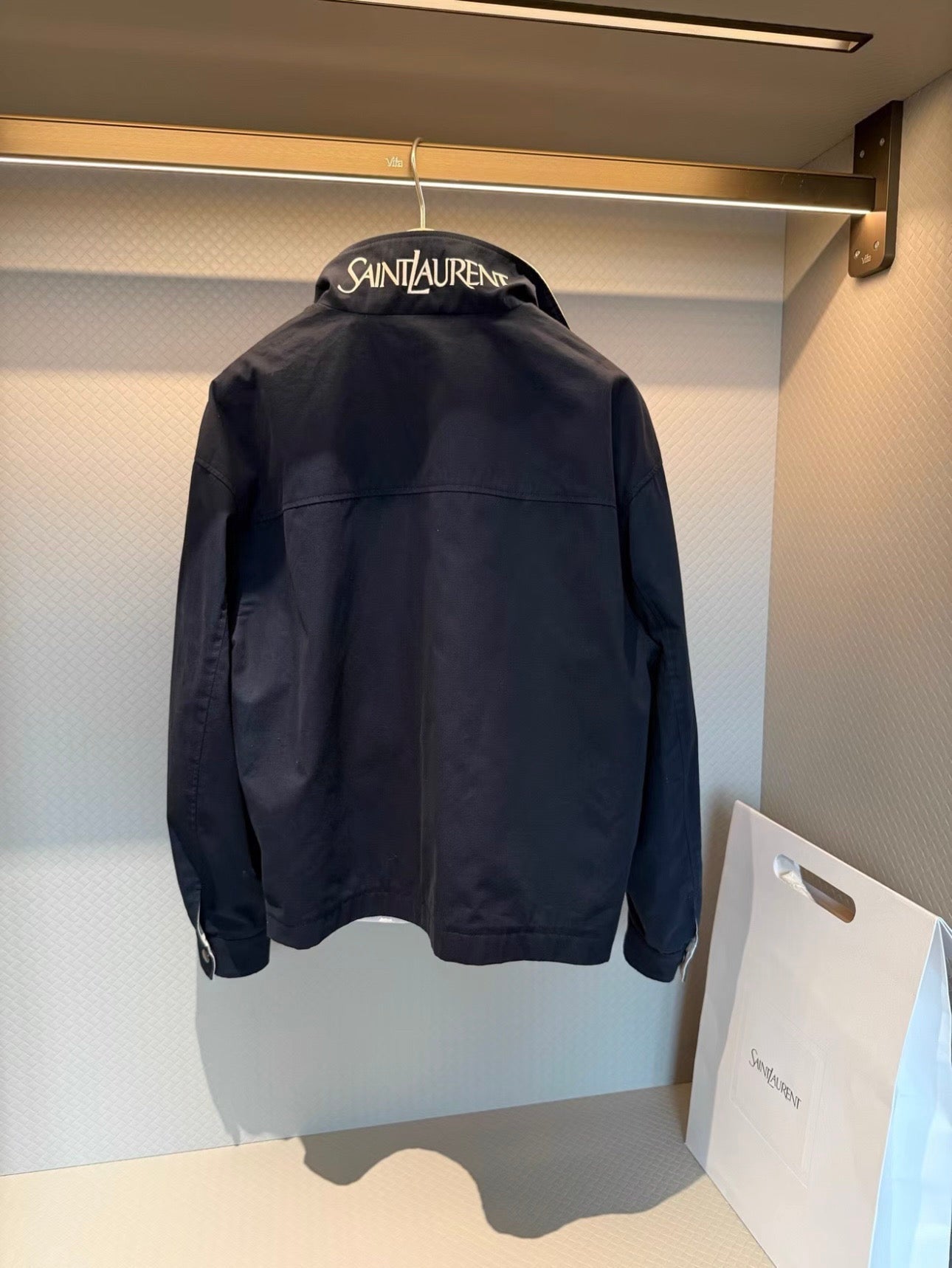 YSL 2026 Jacket White Black Canvas Cotton