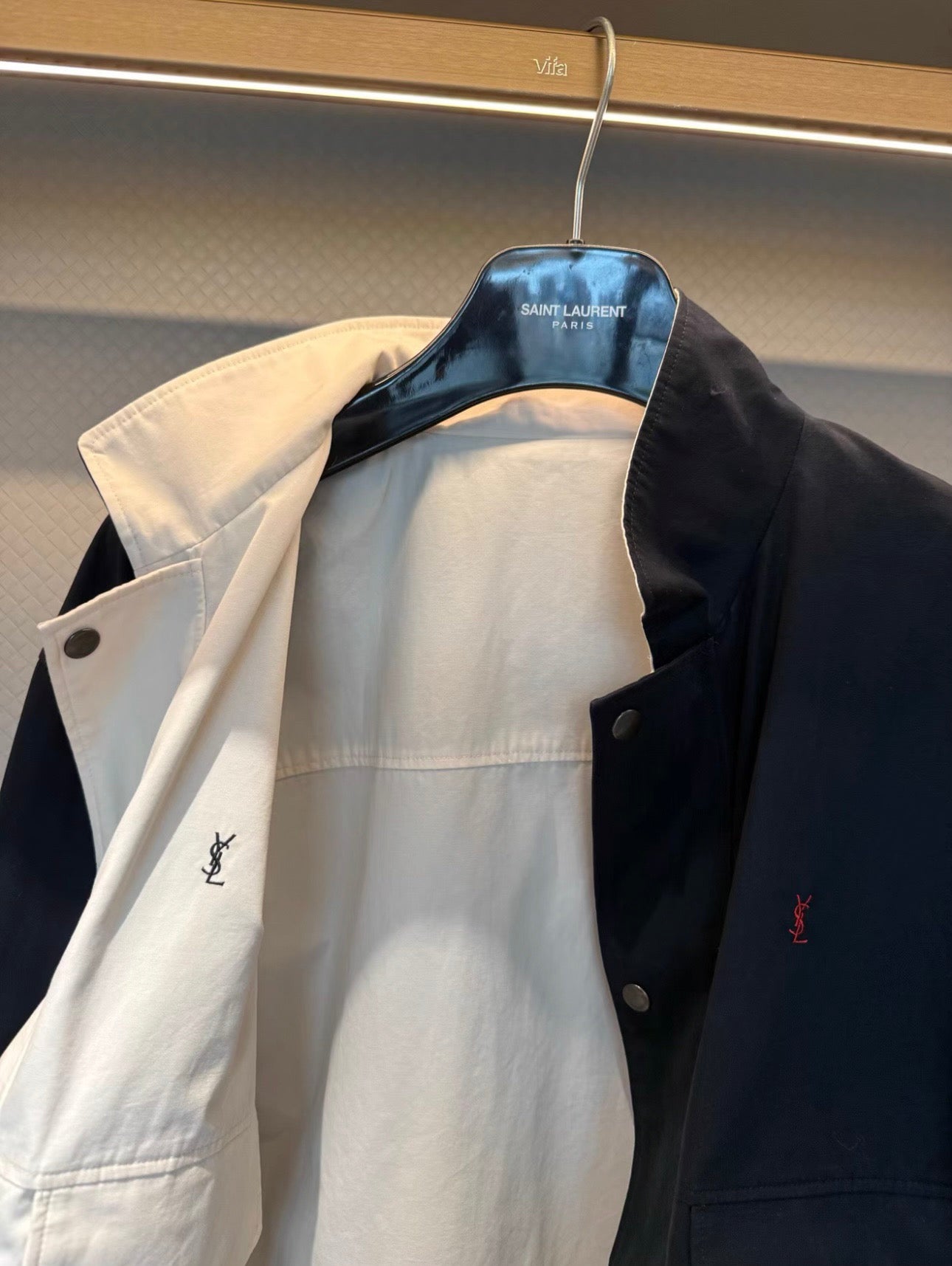 YSL 2026 Jacket White Black Canvas Cotton