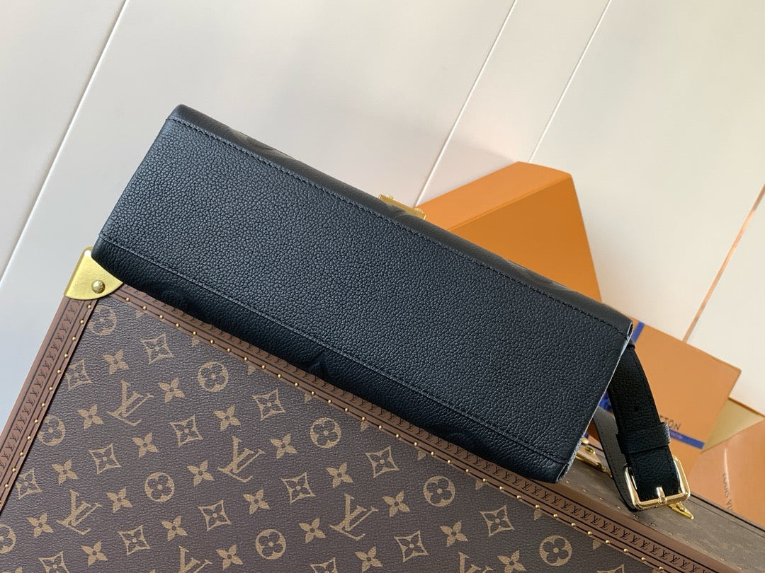LV 2026 Madeleine Bag 30cm Black Gold Monogram Empreinte Embossed Leather