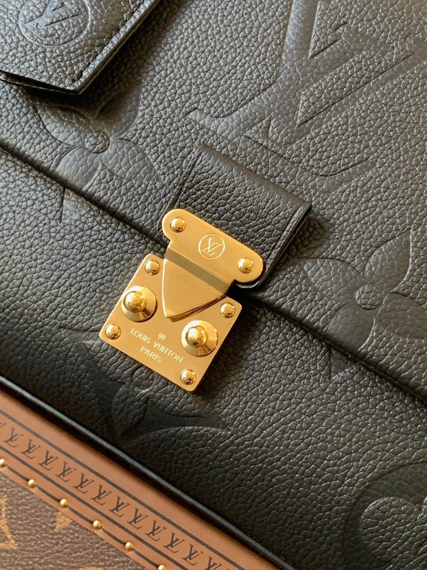 LV 2026 Madeleine Bag 30cm Black Gold Monogram Empreinte Embossed Leather