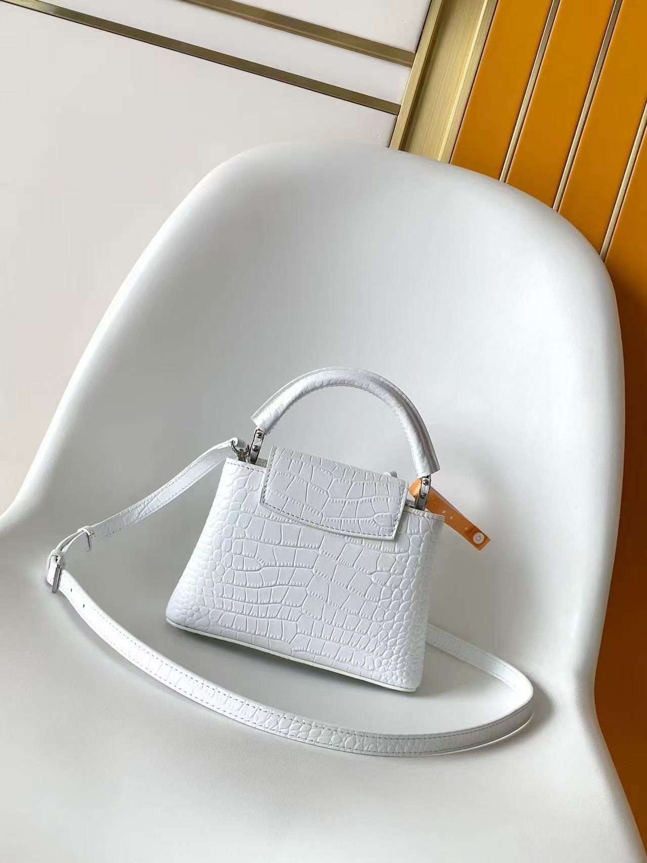 Louis Vuitton 2026 Capucines Crocodile Bag White Leather