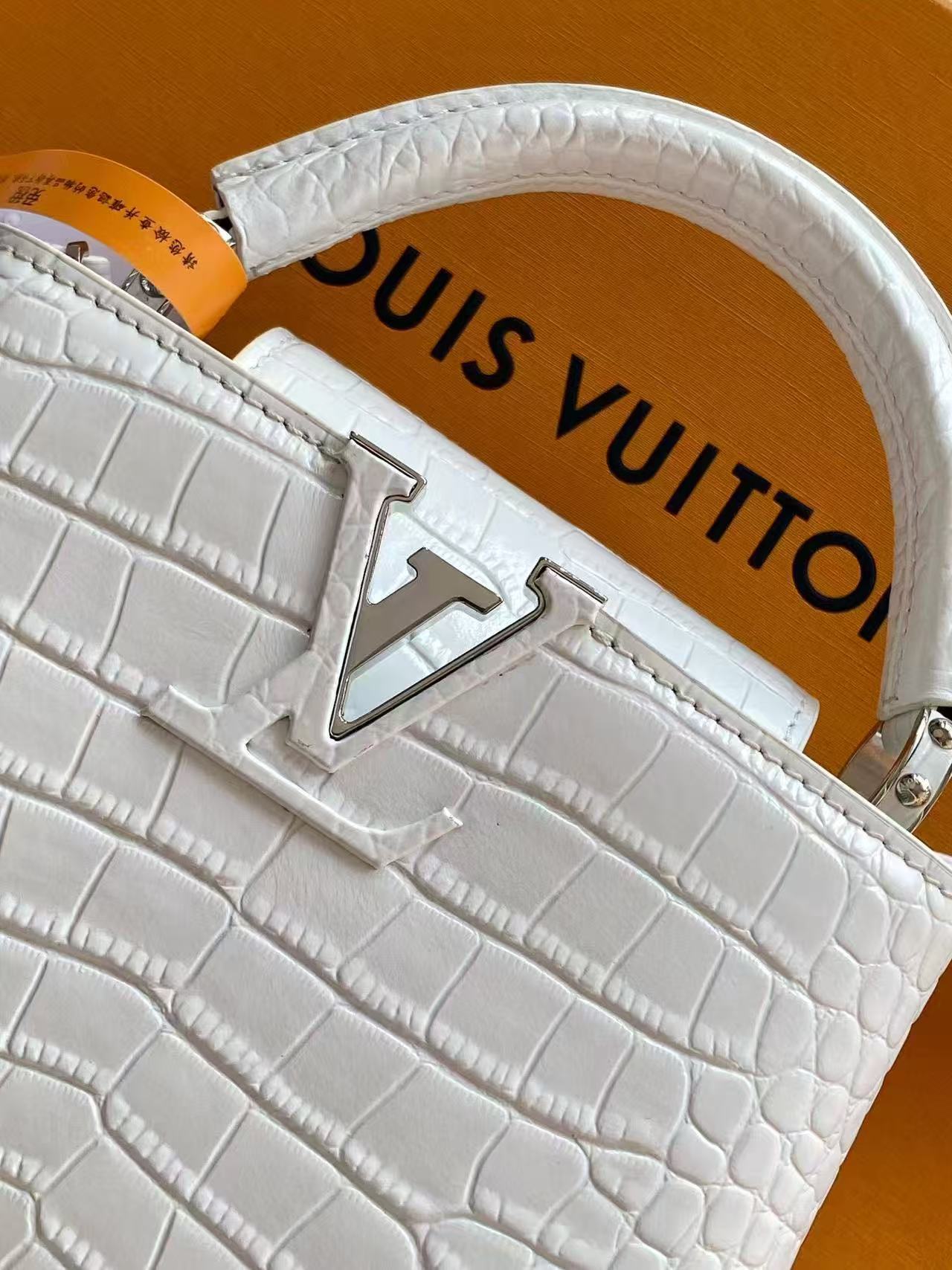 Louis Vuitton 2026 Capucines Crocodile Bag White Leather
