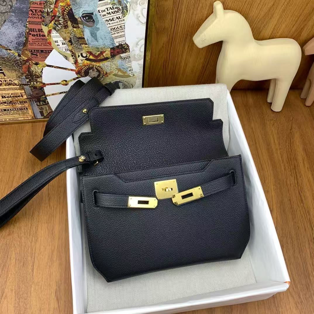 Hermes 2026 Kelly Depeches 25 cm Black Togo Leather Gold Hardware
