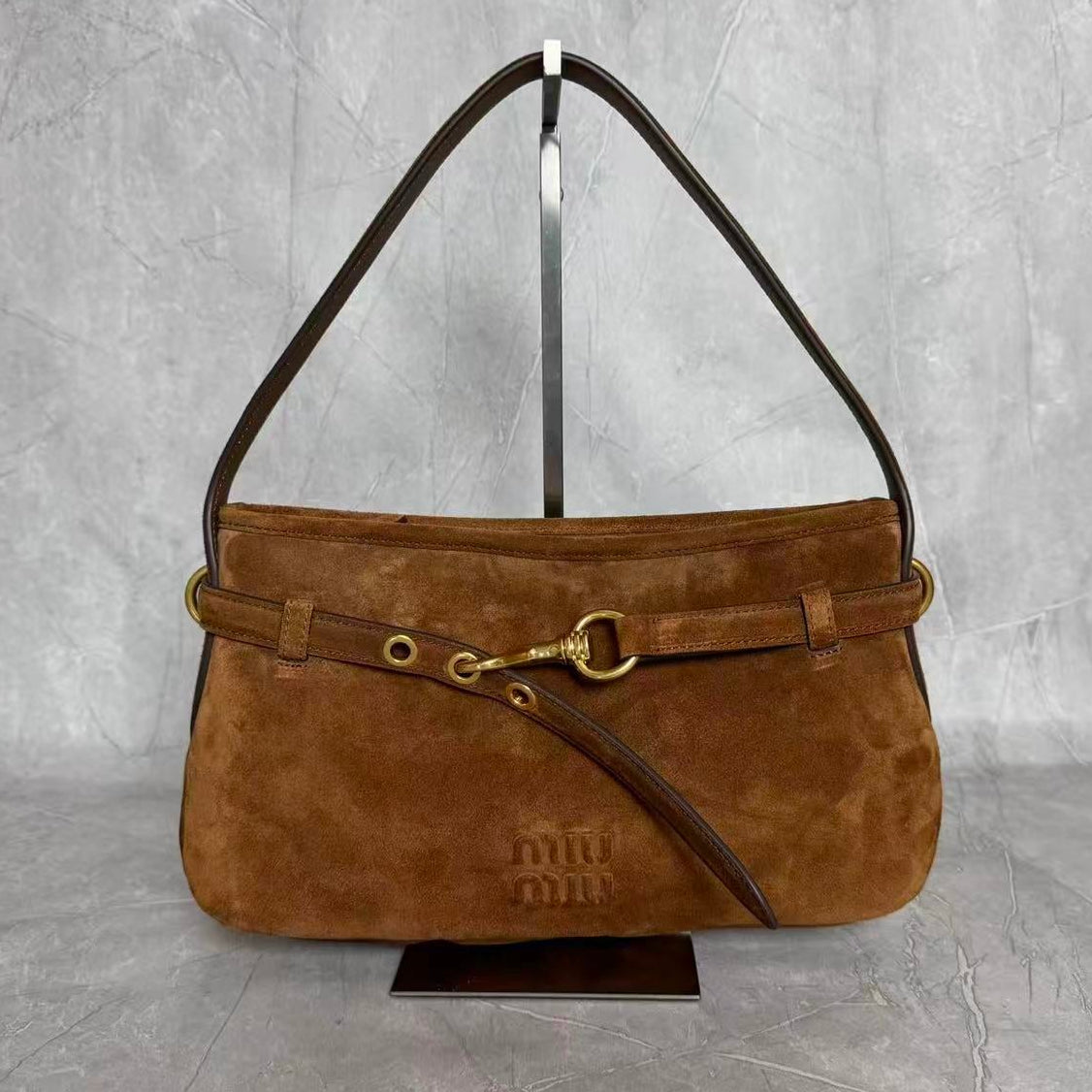 Miu Miu 2026 Aventure Bag 33cm Brown Suede Leather