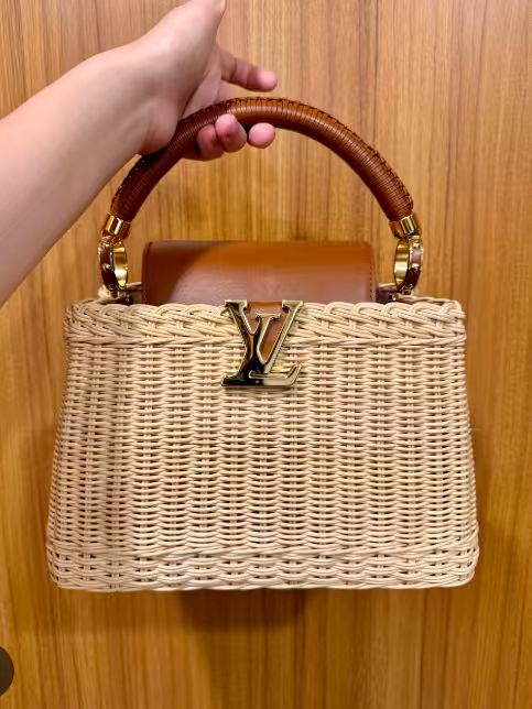 Louis Vuitton 2026 Capucines BB Bag Beige Brown Raffia Leather