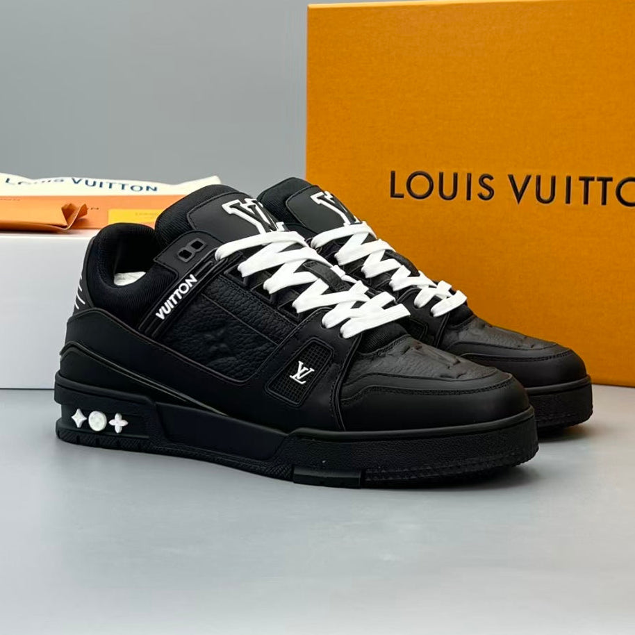 Louis Vuitton 2026 Trainer Sneaker Black mix White Calfskin