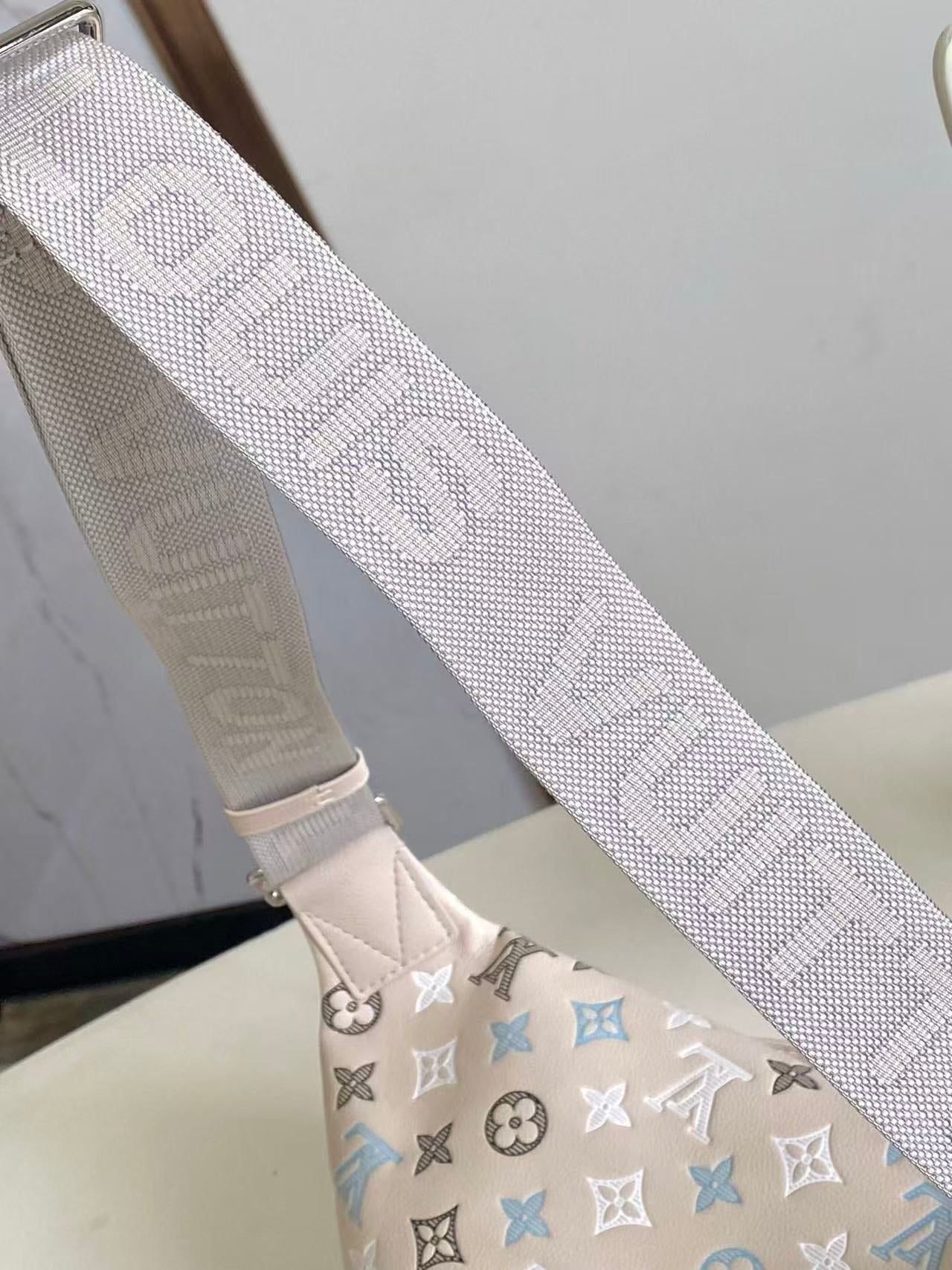 Louis Vuitton 2026 Rush Bumbag 30cm Creamy White Monogram Shadow Calfskin 157010