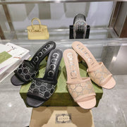 Gucci 2026 Embellished GG Mules 75mm Mesh Leather