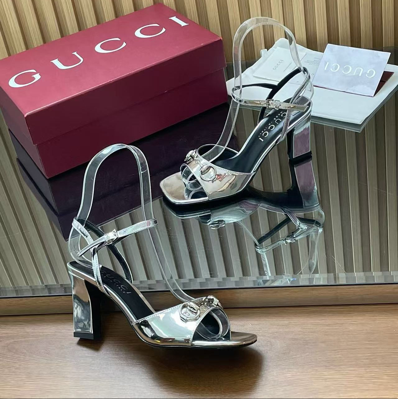 Gucci 2026 Signora Sandal 70mm Silver Leather