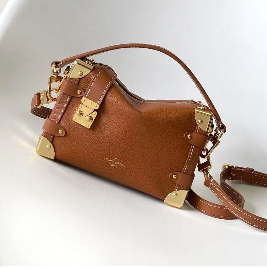Louis Vuitton 2026 Side Trunk PM Bag 21cm Brown Leather
