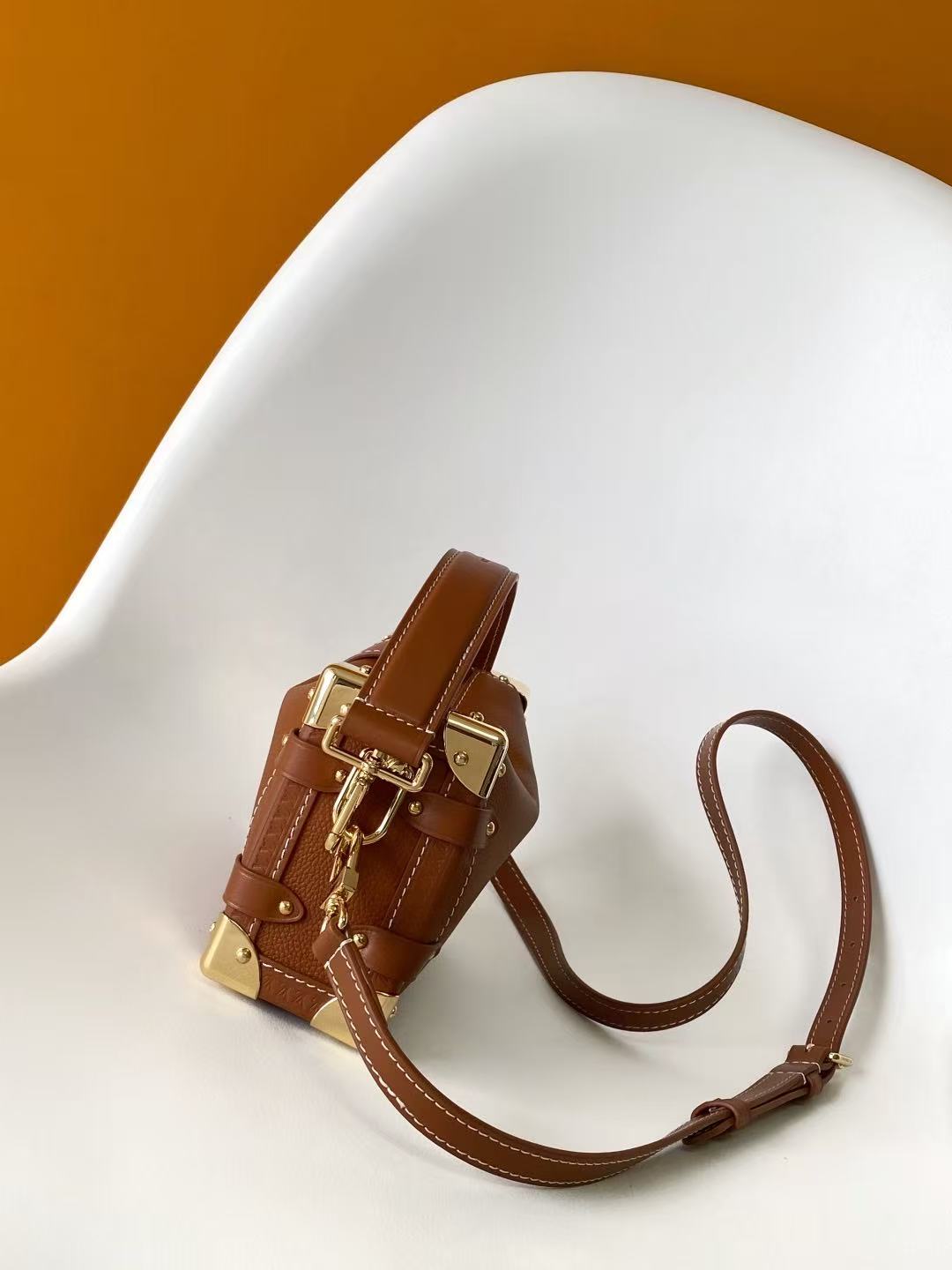Louis Vuitton 2026 Side Trunk PM Bag 21cm Brown Leather