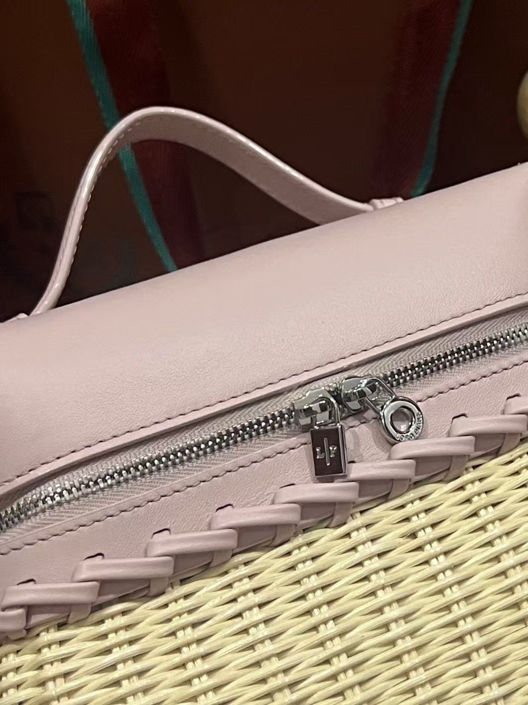 Loro Piana 2026 Extra Pocket L19 Bag Beige Pink Rattan Leather