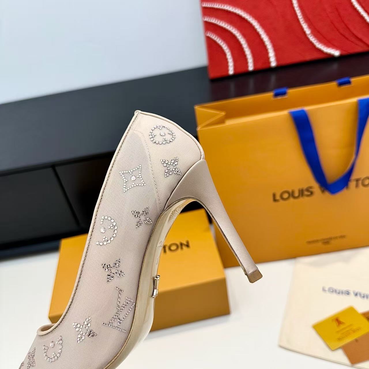 Louis Vuitton 2026 Gala Pump 95mm Beige Mesh Leather