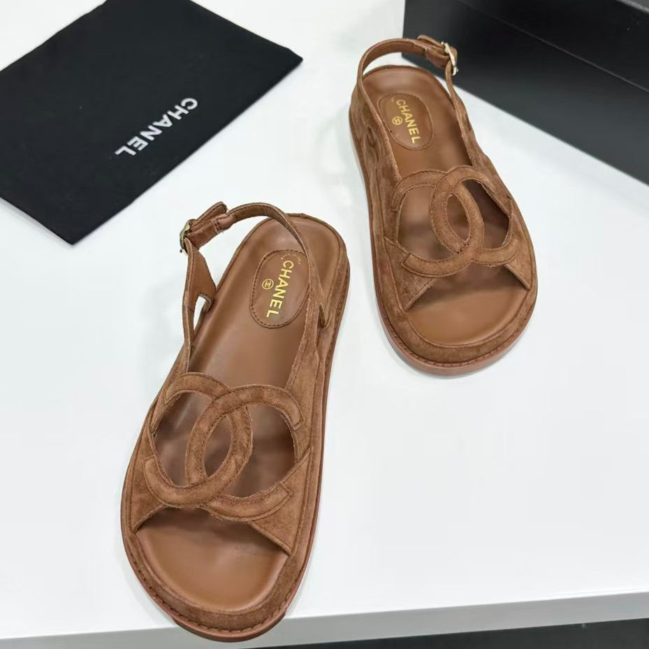 Chanel 2026 Double C Sandal Suede Lambskin
