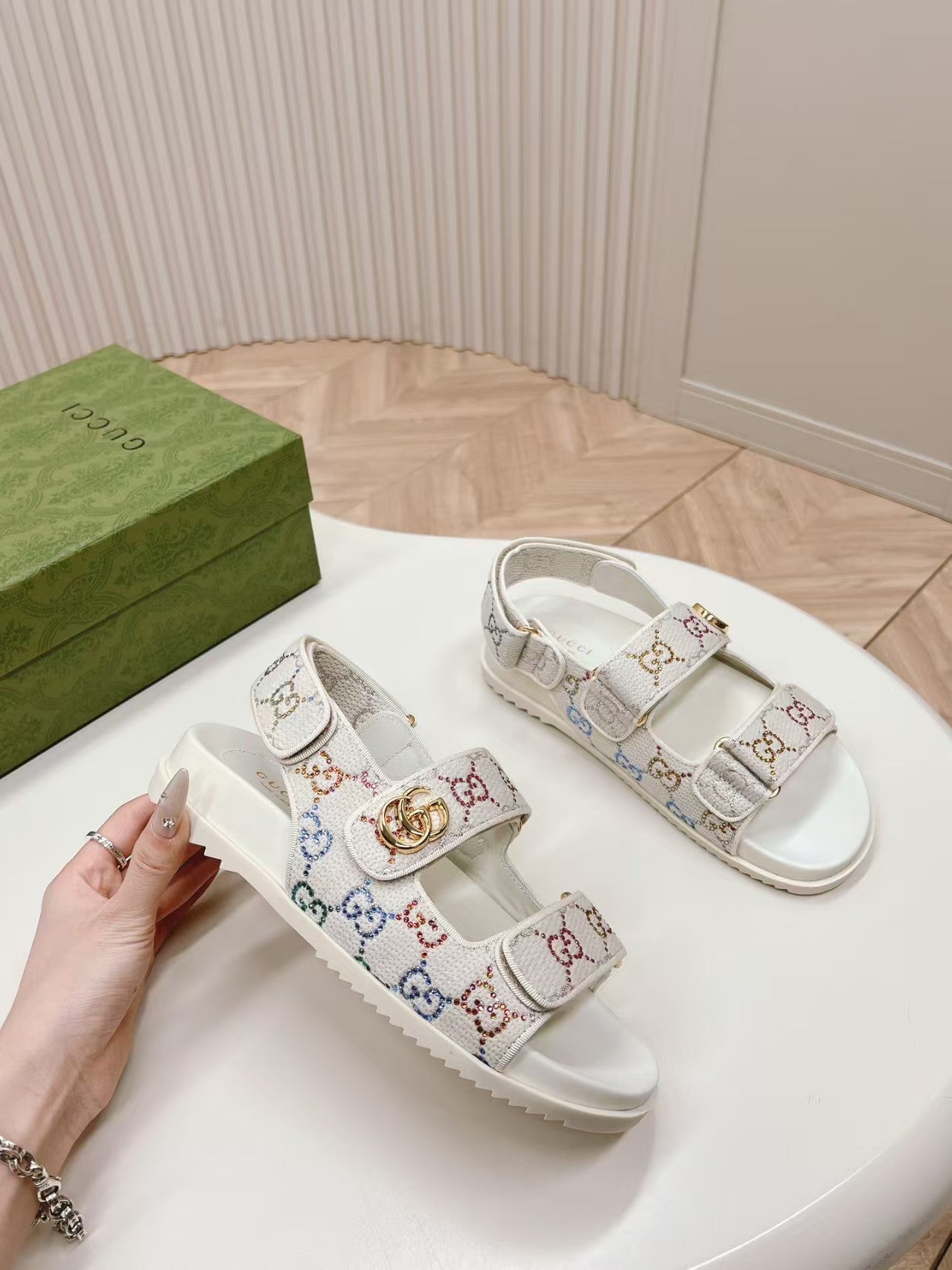 Gucci 2026 GG Pattern Sandal Canvas Leather