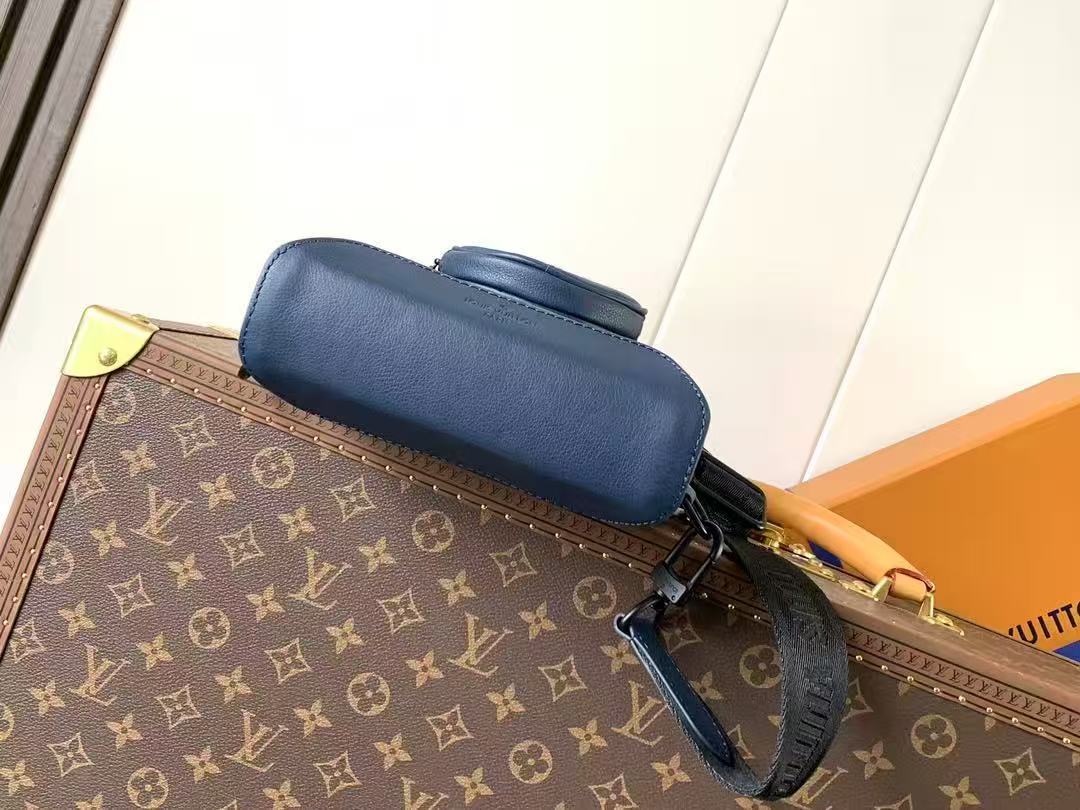 Louis Vuitton 2026 Duo Slingbag Navy Blue Monogram Shadow Embossed Calf Leather