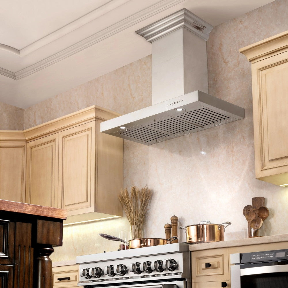 ZLINE Wall Mount Range Hood In Stainless Steel With Built-In CrownSound® Bluetooth Speakers (KECRN-BT)
