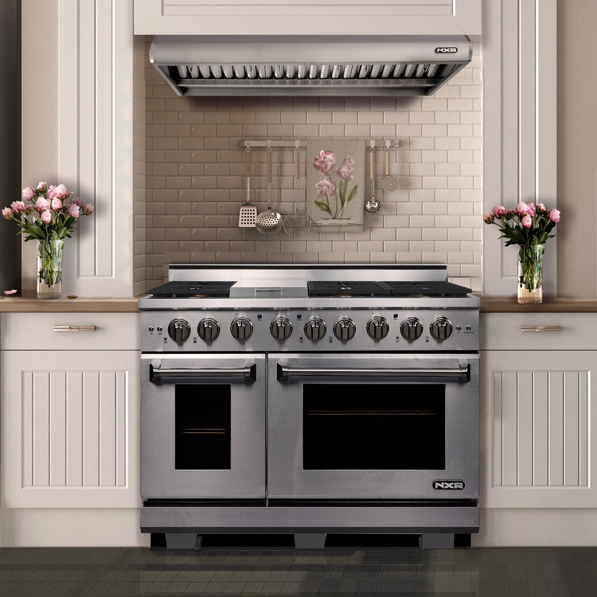 NXR 48" Professional Range with Six Burners, Griddle, and Convection Ovens