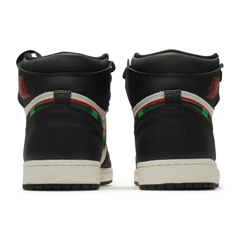 Nike Air Jordan 1 Retro Black White Green Logo Cowhide