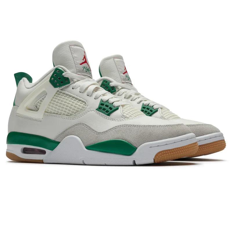 Nike Jordan 4 Retro Pine Green Ivory Gray Suede Leather