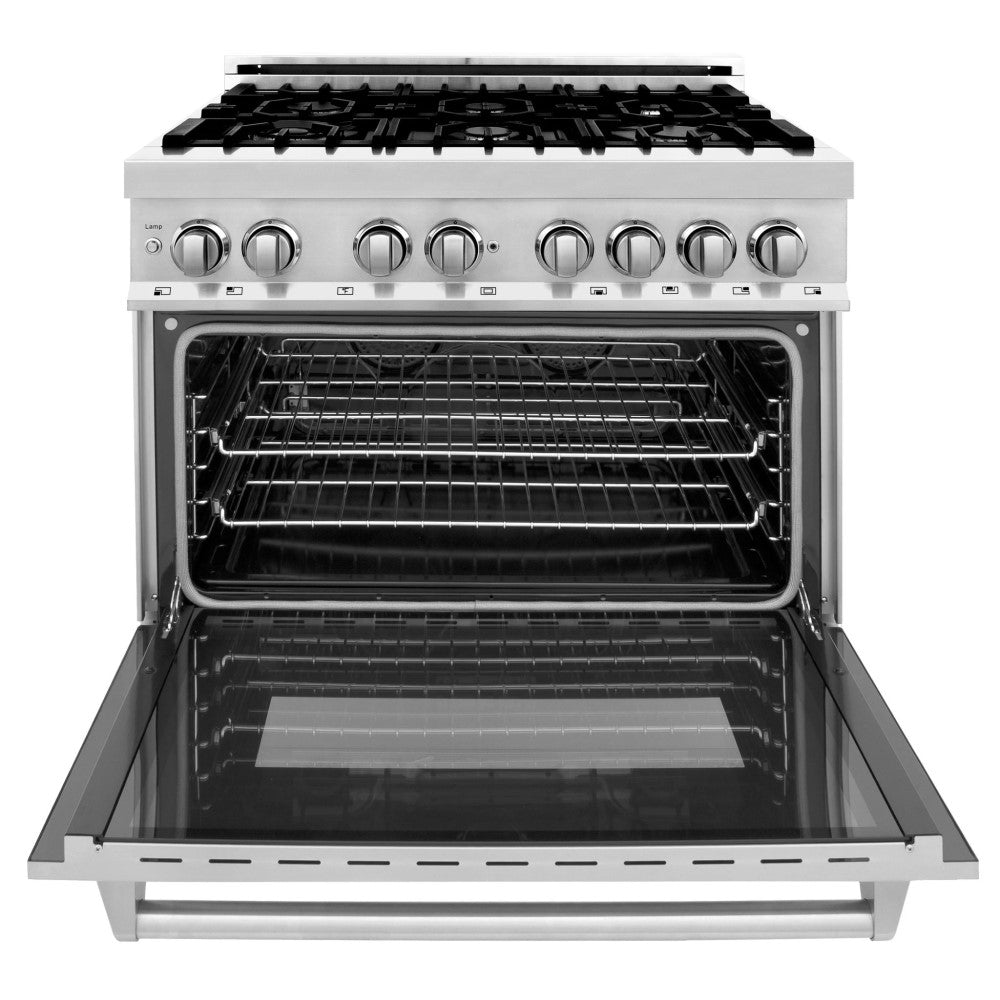 ZLINE 36" Dual Fuel Range with Gas Stove and Electric Oven in Stainless Steel with Color Door Options (RA36)